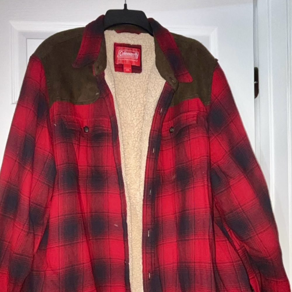Coleman Red and Black Plaid Jacket with Sherpa Lining